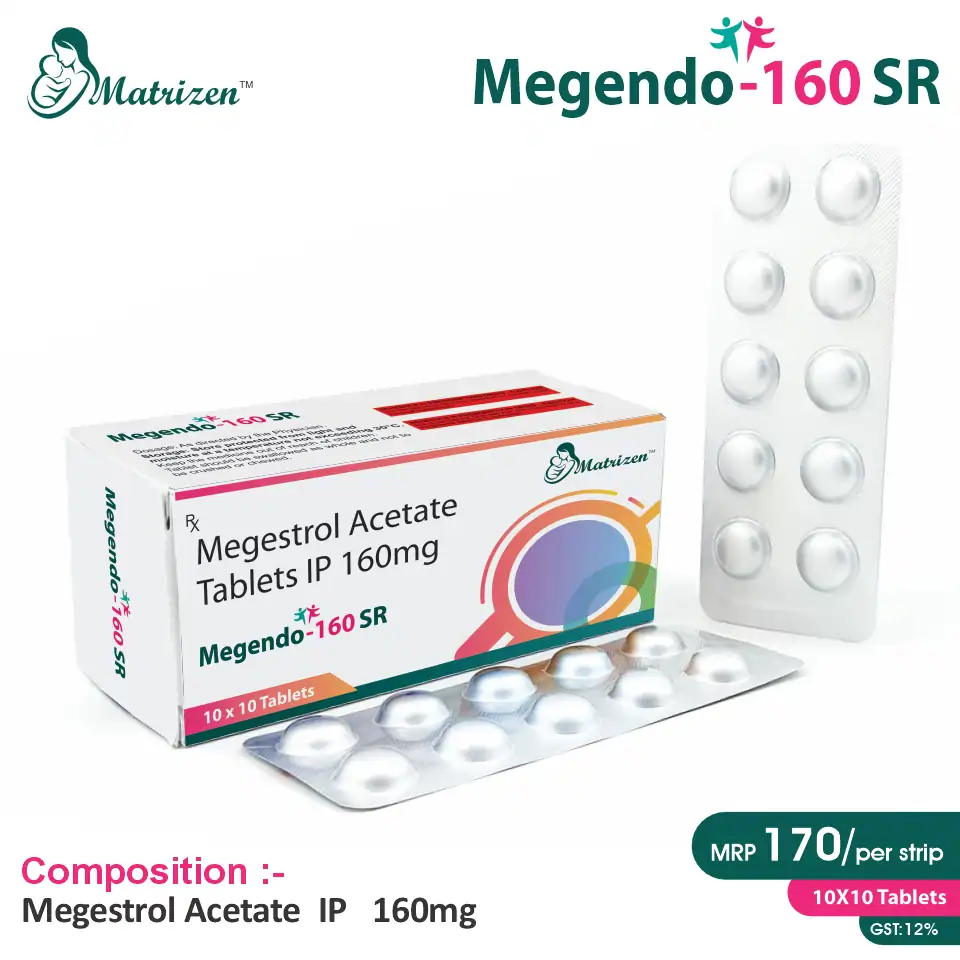 Megestrol Acetate 160mg SR Tablet at the best price in PCD Pharma Franchise for Progestin, Cancer, and Weight Loss Management.